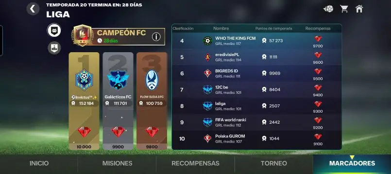 Evidencia de mi llegada al rango Campeón FC en FC Mobile actualmente, usando estos trucos estratégicos.