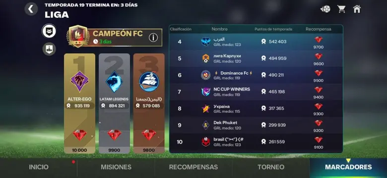 Mi rango actual en Campeón FC en la temporada 19, usando los pasos y tips de esta guia